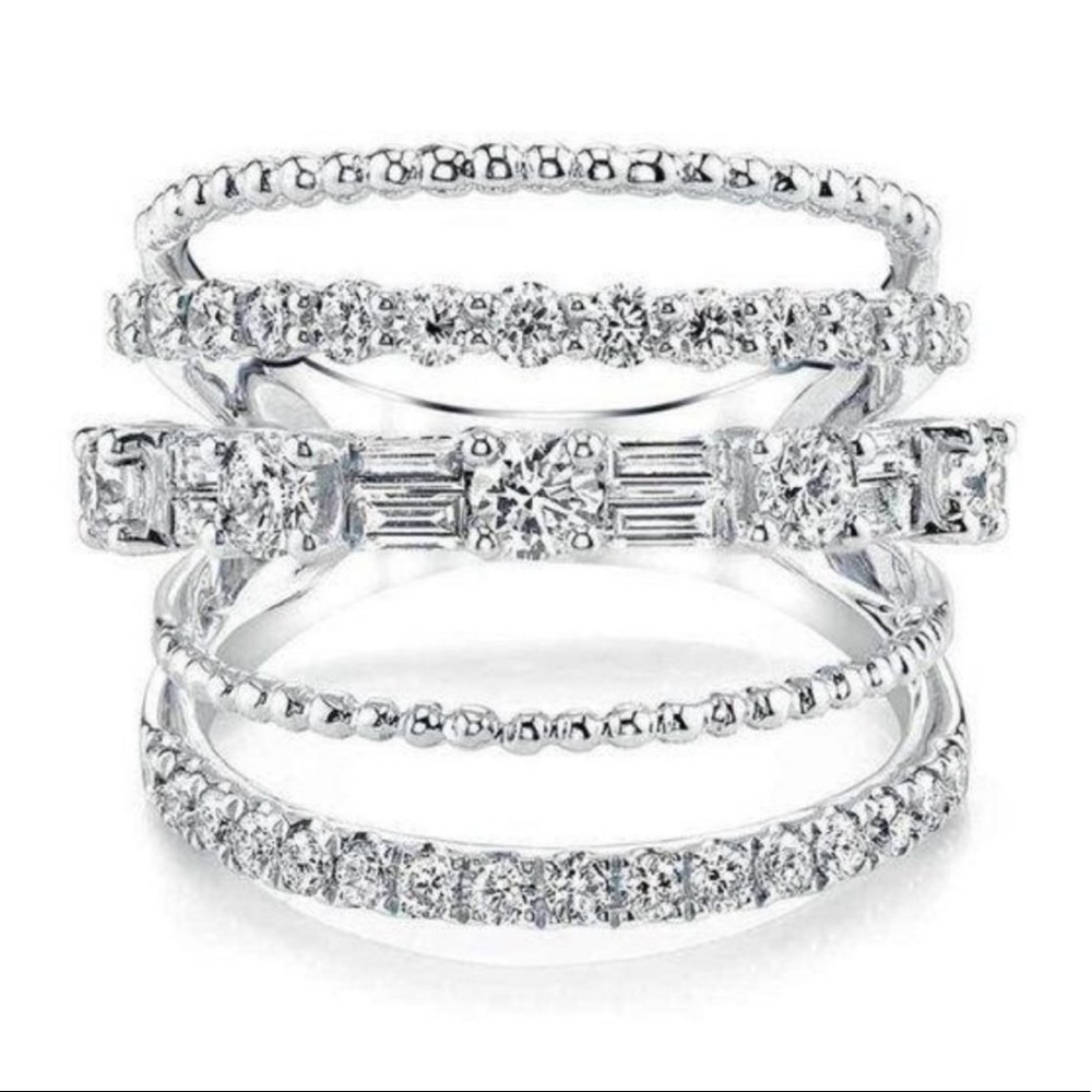 💍NEW 925 STERLING SILVER DIAMOND MULTI BAND RING - Picture 5 of 5